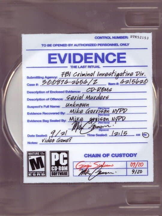 Evidence: The Last Ritual Cover